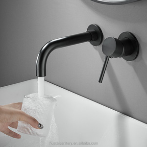 Robinet de lavabo mural à levier à 2 trous en laiton avec bec rotatif à 360 degrés - Product Image 1