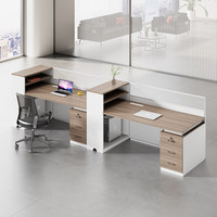 BGZ-248X Ensemble bureau et chaise pour personnel, poste de travail de bureau moderne et simple pour six personnes, en forme de T, en bois, pour ordinateur