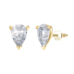 RINNTIN SMOE01 Bijoux pour femmes Moissanite coupe poire <span class=keywords><strong>diamant</strong></span> VVS1 <span class=keywords><strong>Solitaire</strong></span> Stud CZ plaqué or 925 Boucles <span class=keywords><strong>d</strong></span>'oreilles en argent sterling avec <span class=keywords><strong>diamant</strong></span> - Product Image 6