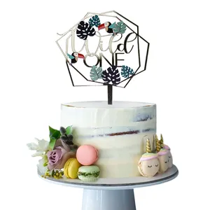 Ulang Tahun Pernikahan Musim Semi Hewan Liar Burung Emas Perak Akrilik Puncak Kue untuk Dekorasi Kue