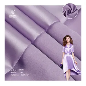 Giá Rẻ Spandex Satin Tuyết Dệt Vải 95% Polyester 5% Spandex Sáng Dệt Dệt Cho Cô Dâu Wedding Dress Phụ Nữ