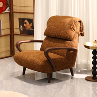 Fauteuil chaise longue en bois massif avec revêtement en tissu bouclé, fauteuil d'appoint rétro, siège de détente pour salon, hôtel