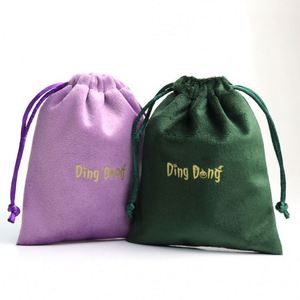 Wholesale Luxury Custom Logo Packing Jewelry Storage Gift Makeup Cosmetic Velvet Pouch Dust <b>Drawstring</b> Bag - Product Image 5