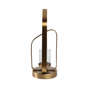 Portacandele in Metallo e Vetro Stile Hurricane, Elegante Decorazione per la Casa, Accento d'Arredo per Candele a Colonna da Tavolo - Product Image 3