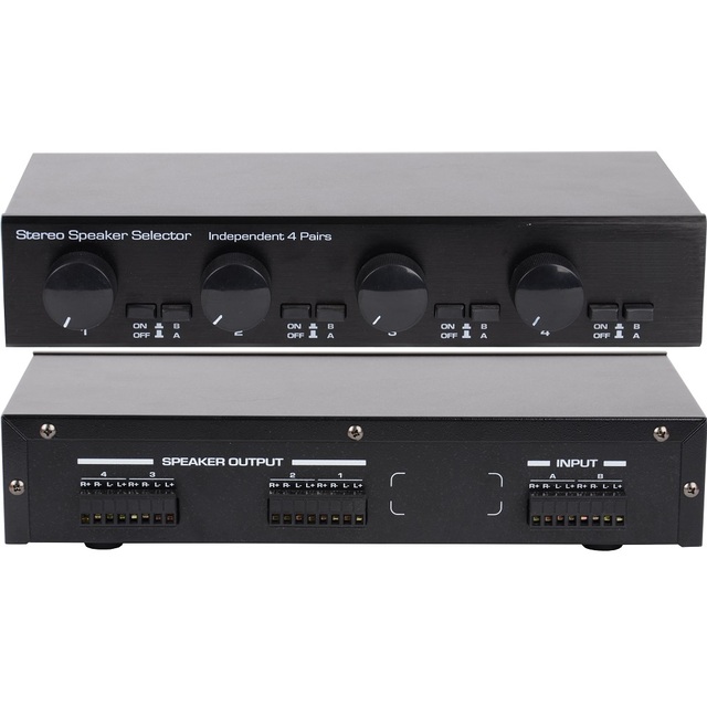 HVC412 4 Zone 100W Stereo Audio Speaker Switcher Volume Controller Attenuator