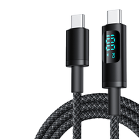 Kabel Data 100W Tampilan Digital Jalinan Nilon Pengisian Cepat 5A Tipe C Sepenuhnya Kompatibel dengan Ponsel Panjang 1m