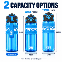 600ml 750ml Tritan Spor Su Şişesi BPA İçermez Sızdırmaz Güvenlik Kilidi Taşınabilir Spor Salonu Şişesi OEM Özel Logo ile