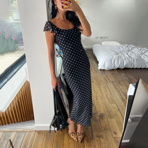 Robe moulante à manches bouffantes noire <span class=keywords><strong>et</strong></span> blanche pour femmes, <span class=keywords><strong>tenue</strong></span> de soirée élégante rétro - Product Image 1