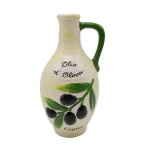 Bottiglie di olio personalizzate con motivo a ulivo in stile cipro per dispenser di olio d'oliva in ceramica da cucina
