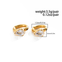 Vente en gros de boucles d'oreilles en acier inoxydable plaqué or 18 carats avec cristaux pour femmes, accessoires tendance imperméables, clip d'oreille, bijoux de mode