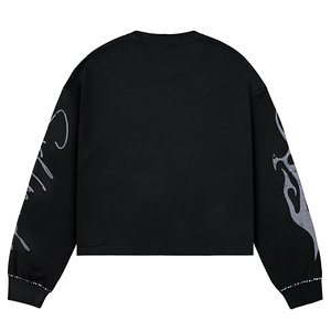 <b>Men's</b> Black Thermal Oversized Long Sleeve Knit Sweatshirt High Quality Cotton Character Pattern Print Crew Neck <b>Pullover</b> <b>for</b> <b>Men</b> - Product Image 2