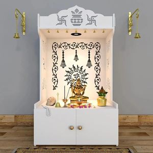 Tempio in Legno Estetico per <span class=keywords><strong>Casa</strong></span>, Mandir Moderno con Luce Focalizzata e Mensola, Installazione <span class=keywords><strong>Fai</strong></span>-<span class=keywords><strong>da</strong></span>-Te, Grande, Bianco - Product Image 5