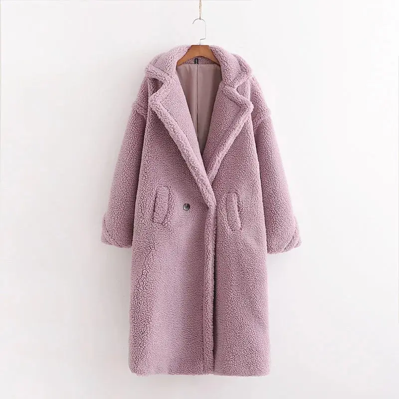 14 Warna Mode Wanita Menjual Mantel Hangat 2023 Wol Musim Dingin Mantel Teddy Panjang
