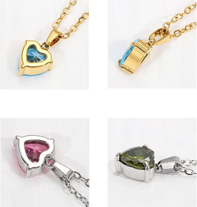 Collier ras du cou tendance en acier inoxydable plaqué or avec pendentif cœur entièrement serti <span class=keywords><strong>de</strong></span> zircons cubiques et 12 pierres <span class=keywords><strong>de</strong></span> naissance, vente en gros - Product Image 3