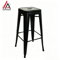 Tabouret de bar moderne en métal avec repose-pieds pour restaurant, salon, extérieur et usage en centre commercial