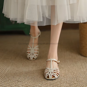 Nuevas sandalias planas en forma de T para mujer, estilo romano, con diseño hueco y lazo, venta al por mayor de fábrica, tendencia de moda, plataforma transpirable. - Product Image 3