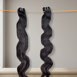 100% Remy Jeune Vierge Brute Indienne Temple Extensions Humaines Noir Crépus Longue Bodywave Tissage Vendeur Lâche Vague Profonde Naturel - Product Image 1