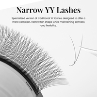 Extensions de cils Gollee en fibre PBT coréenne, pré-faits en éventail YY étroit, volume facile à poser, 3D/4D, entièrement naturels, doux, synthétiques, faits à la main