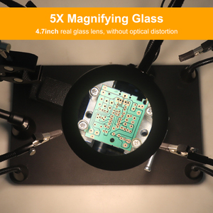 Maixi từ giúp tay hàn thứ ba tay PCB bảng mạch chủ với 5X <span class=keywords><strong>LED</strong></span> Magnifying đèn 360 giữ súng nhiệt - Product Image 3