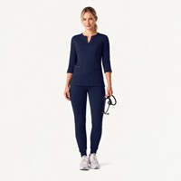 Tunique Médicale Respirante Premium Coupe Classique pour Femme, Manches Longues, Uniforme d'Infirmière pour Clinique Vétérinaire, Hauts de Travail Lavables