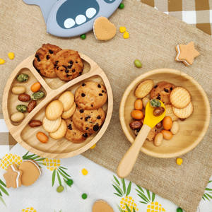 ベビー竹吸引ボウルベビーフィーディングプレートフードボウル竹ベビーボウル - Product Image 5