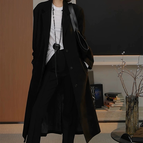 High End Luxury Fashion 2025 Autumn and Winter New Sheepskin Anti Velvet Shoulder Pads Over Knee Extended Suit Windbreaker Coat