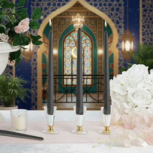 Ramadan Midnight Black Paraffin Wax Taper <b>Candle</b> Set Handmade Smokeless for Ramadan Valentine's Day Balcony Decor Lanterns - Product Image 2