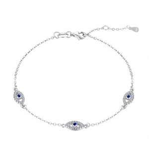 Bracelet Dylam en plaqué or 18 carats avec chaîne délicate, bijou simple, cadeau pour femme, yeux de saphir bleu porte-bonheur, zircone cubique 5A - Product Image 1