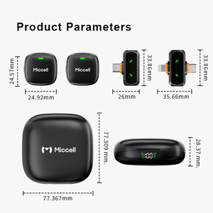 Microphone Lavalier Sans Fil Miccell à Réduction de Bruit IA avec Affichage Numérique pour <span class=keywords><strong>YouTube</strong></span>, TikTok, Diffusion en Direct et Vlogging - Product Image 2