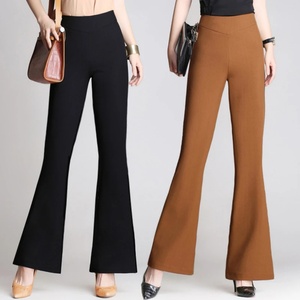 Nouveau pantalon droit taille haute d'automne, coupe décontractée et ample, jambes larges, taille élastique, effet anti-boulochage - Product Image 3