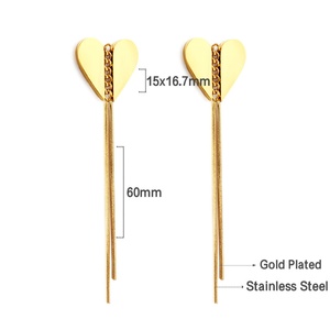 Pendientes de Acero Inoxidable con Colgante de Estrella y Corazón, Resistentes al Agua, con Borlas Largas de Zirconia y Arcilla Polimérica para Mujer - Product Image 2