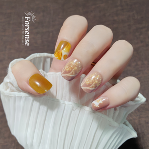 <span class=keywords><strong>Faux</strong></span> ongles bruns personnalisés carrés en <span class=keywords><strong>marbre</strong></span> coréen avec design 24 pièces <span class=keywords><strong>faux</strong></span> ongles courts ongles artificiels en acrylique - Product Image 4