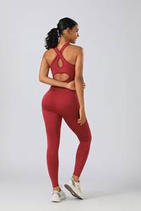 Conjuntos de Yoga de 3 piezas, <span class=keywords><strong>Mono</strong></span> <span class=keywords><strong>cruzado</strong></span> con espalda abierta y chaqueta con cremallera para mujer, entrenamiento físico, gimnasio, correr, conjunto de ropa deportiva de cintura alta - Product Image 5