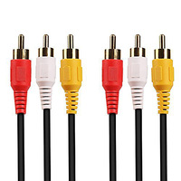 OEM 3M Plaqué Or Câble Audio Vidéo Cordon Composite 6 ft 3RCA vers 3RCA M/Mx3 Câble Audio AV pour TV DVD VCD