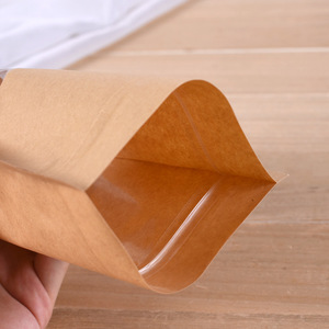 Bolsa de almacenamiento de papel Kraft personalizada, cierre de cremallera para ventana redonda, para aperitivos, regalos, productos secos, frutos secos, embalaje de alimentos, sellada - Product Image 6