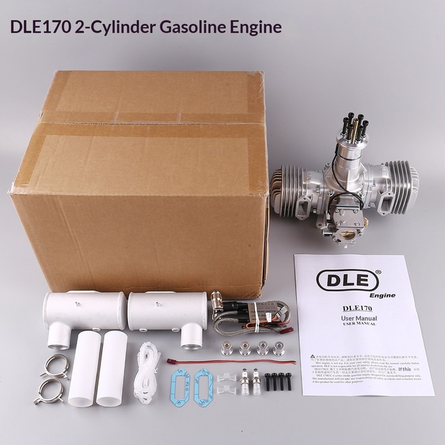DLE170 Model Airplane Gasoline Engine Twin-Cylinder 170CC Displacement Two-Stroke Side Exhaust Natural Air-Cooled Hand-Started