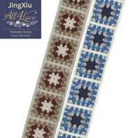 Ruban de dentelle vintage ethnique style crochet, broderie perlée et sequins, 100% polyester, pour vêtements et sandales femme et enfant
