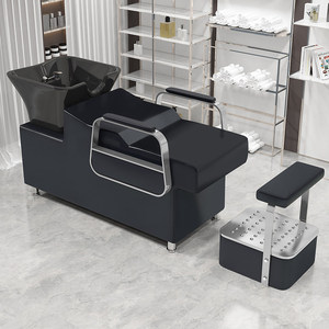 Fauteuil de lavage de luxe avec bac en céramique et repose-pieds assorti, en cuir PU confortable, <span class=keywords><strong>pour</strong></span> salon de coiffure et spa - Product Image 4