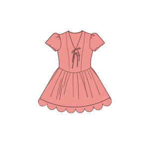 Robe unie violette pour petite fille, modèle GSD3997, collection boutique, vente en gros, ensemble enfant à manches courtes. - Product Image 4