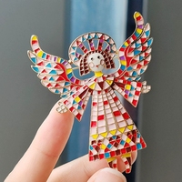 Nouvelle Broche Tendance Rétro en Alliage de Zinc Peinte, Motif Ailes d'Ange Fille, Unisexe, Accessoire Cadeau pour Mariage et Fête, Fleur de Poitrine pour Costume