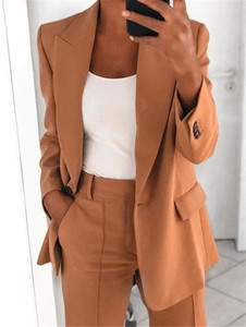 Saco Tipo Blazer de Otoño para Dama de Oficina Tallas S-5XL en Color Sólido Formal, <span class=keywords><strong>Traje</strong></span> de Negocios para <span class=keywords><strong>Mujer</strong></span> Tallas Grandes - Product Image 4
