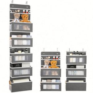 Premium Multi-layer 6-layer <b>Clear</b> Window Pocket Over the Door Hanging Storage Organizer with Metal Hooks - Product Image 1
