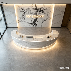 Mostrador de Recepción de Lujo Cuadrado de Mármol Moderno Marca <span class=keywords><strong>SM</strong></span> OEM, Personalizable, Ecológico, Resistente al Fuego y al Agua, 1 Año de Garantía - Product Image 1