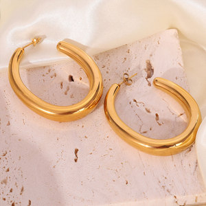 Wholesale Bulk 316L Stainless Steel 14k 18k Gold Plated Fine Jewelry Fashion Hoop Exaggerated Light Big <b>Large</b> Earrings for Women - Product Image 3