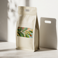 Pochette à fond plat en papier kraft blanc écologique personnalisé avec fenêtre de forme spéciale pour sac de thé en mylar