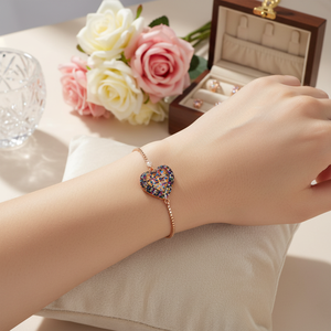 Heart Charm Rainbow CZ Stone <b>Love</b> Design Adjustable Silver Bracelet Wholesale Handmade Turkish 925 Sterling Silver Jewelry - Product Image 3