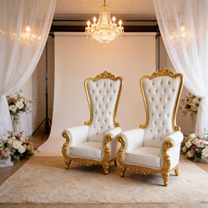 เก้าอี้บัลลังก์ทรงโมเดิร์นหุ้ม<span class=keywords><strong>หนัง</strong></span>สีขาวกรอบทองหรูหราสำหรับวิลล่า ห้องนั่งเล่น งานแต่งงาน และร้านเสริมสวย - Product Image 5