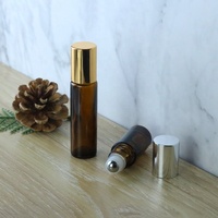 Flacons à bille en verre ambré vides, mini, 5 ml, 10 ml, pour sérum de soin de la peau, parfum, massage, huile essentielle, flacon à bille