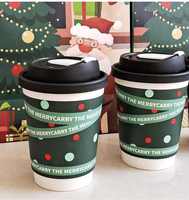 Nouveauté Gobelets en papier jetables de haute qualité pour boissons chaudes de Noël Logo d'impression personnalisé 8oz 12oz 16oz 22oz Styles à paroi unique