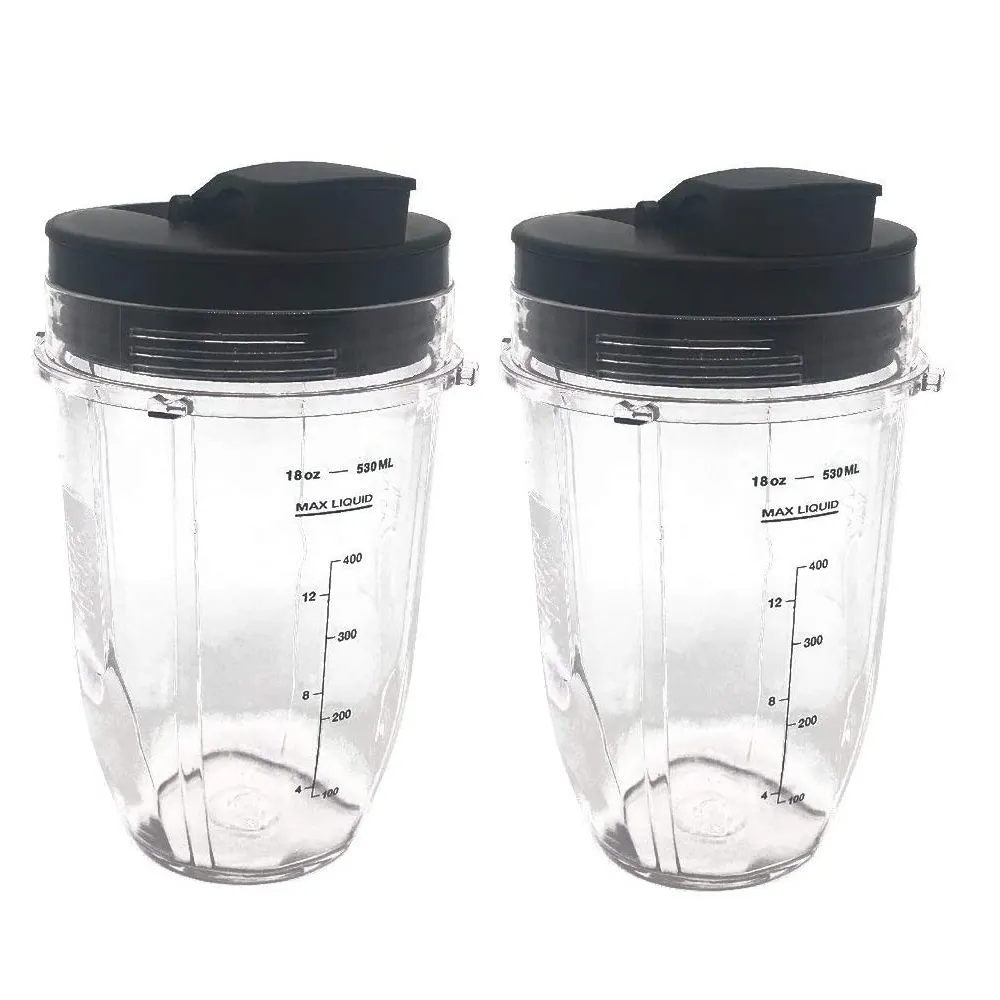 Blender Cups Voor Ninja Blender, 18Oz Cup Met Sip & Seal Deksels Compatibel Met 900W 1000W Ninja Blender Auto Iq Serie (2 Pack)